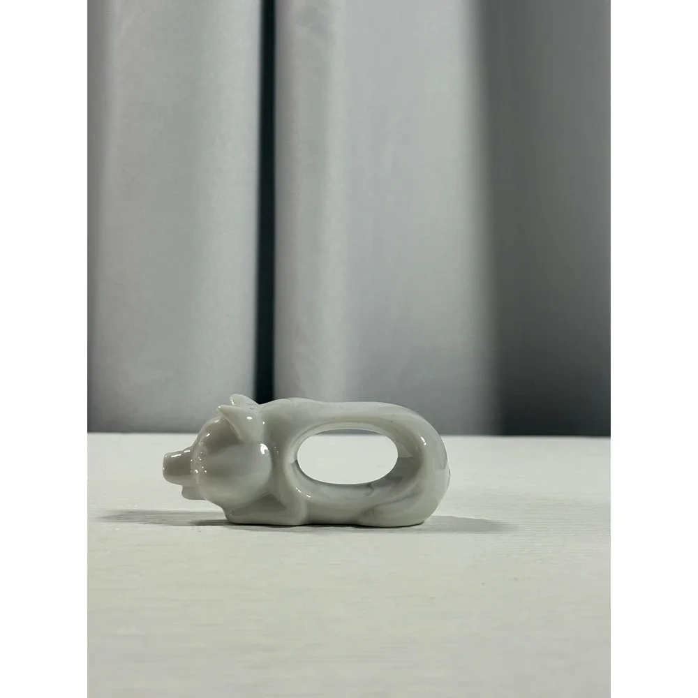 Vintage White Porcelain Farm Animal Napkin Rings Set of 4 Japan S0085